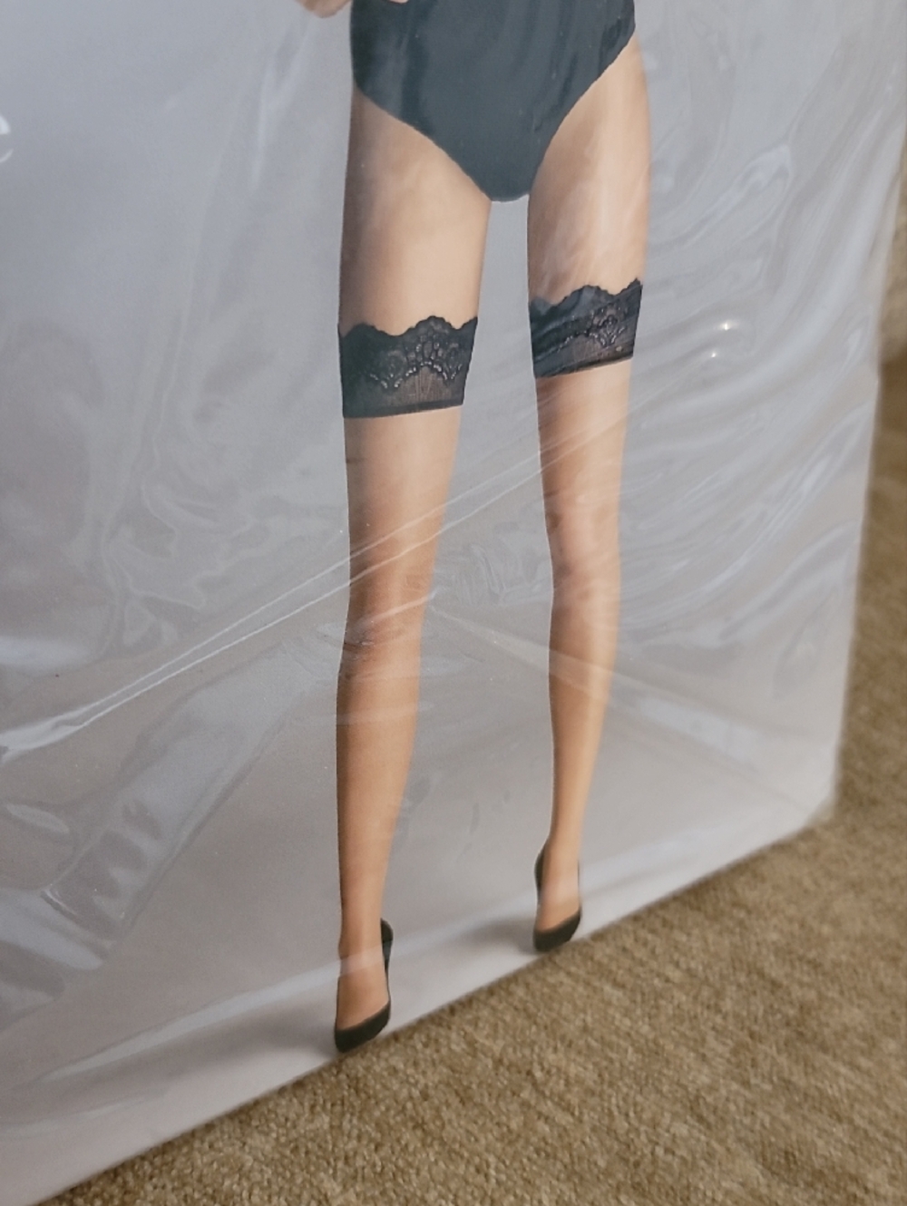 Wolford Lace Stay-Up Thigh Highs Gobi/Black L - Picture 4 of 14